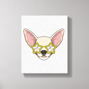 Toile Chien avec lunettes de soleil