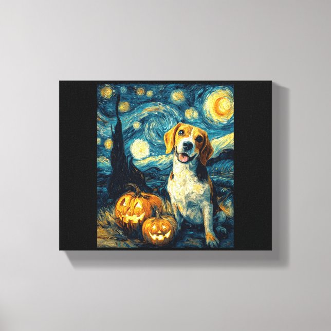 Toile Chien beagle mignon Halloween Jack O Lantern Citro (Recto)