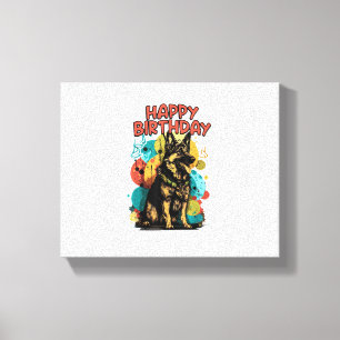 Toile Chien Berger Allemand Joyeux Anniversaire Fête She