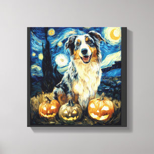Toile Chien berger australien mignon Halloween Jack O La