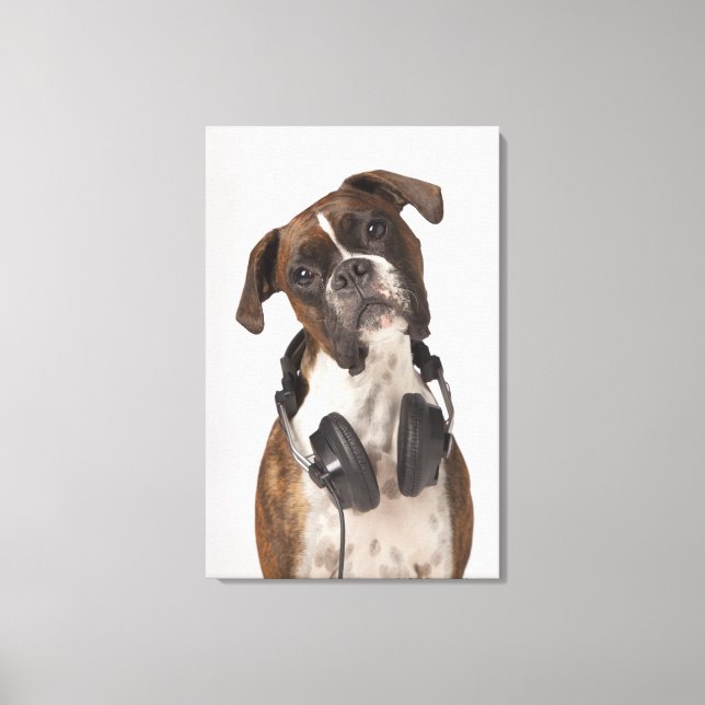 Toile chien boxer avec casque (Recto)