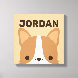 Toile Chien Corgi Mignon avec Nom Personnalisé