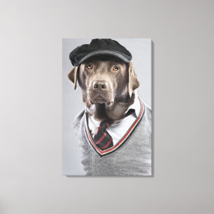 Toile Chien dans le chandail et le casquette