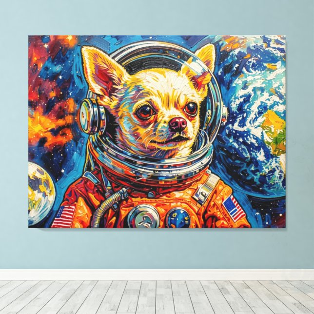 TOILE CHIEN DANS L'ESPACE-CHIHUAHUA (Insitu (Plancher de Bois))