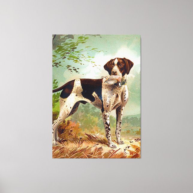 Toile Chien de chasse avec oiseau dans la bouche (Recto)