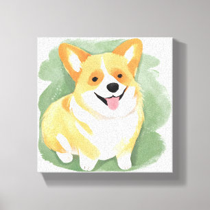 Toile Chien de Corgi   Aquarelle de race de chien mignon
