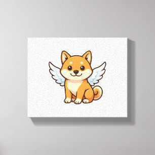 Toile Chien de dessin animé ange mignon Shiba Inu bonheu