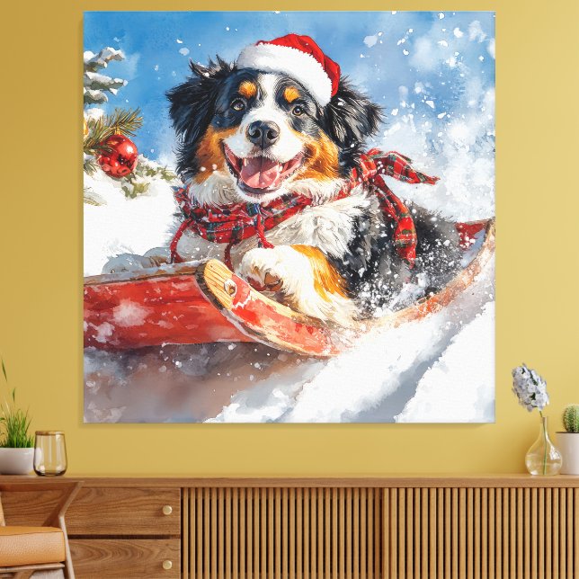 Toile Chien de Montagne bernois en luge Noël (Insitu(Salon))