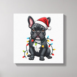 Toile Chien de Noël Bouledogue Français Xmas Frenchie