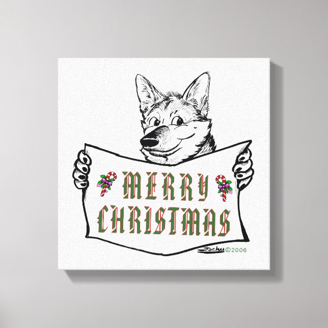 Toile Chien de Noël : Joyeux Noël ! (Recto)