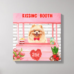 Toile Chien de Poméranie Valentine's Day Kissing Booth