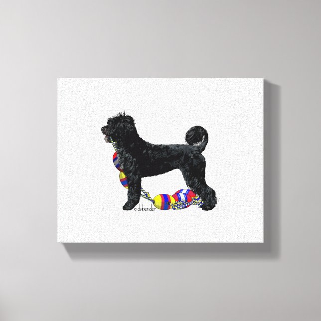 Toile Chien d'eau portugais debout avec flottaison (Recto)