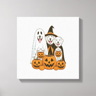 Toile Chien des Pyrénées Fantôme Sorcière Halloween Corr