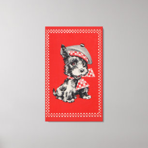 Toile Chien écossais des années 1950 en rouge