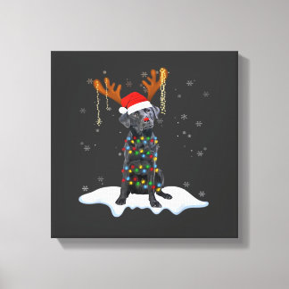 Toile Chien en pyjama à lumières de sapin de Noël Labrad