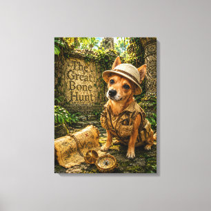Toile Chien Explorateur Mignon Ruines de la Jungle Antiq