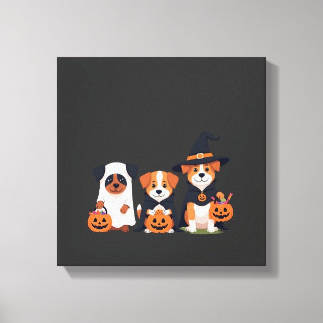 Toile Chien fantôme Retriever doré Halloween Trick Or Tr (Recto)