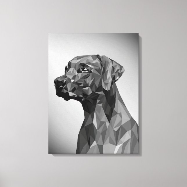 Toile Chien géométrique gris (Recto)