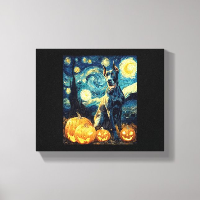 Toile Chien Great Dane mignon Halloween Jack O Lantern C (Recto)