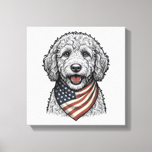 Toile Chien gribouillé patriotique Gravure vintage vecte