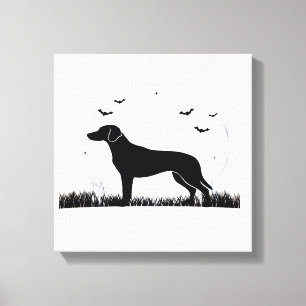 Toile Chien Harrier � Silhouette de la Lune d'Halloween 