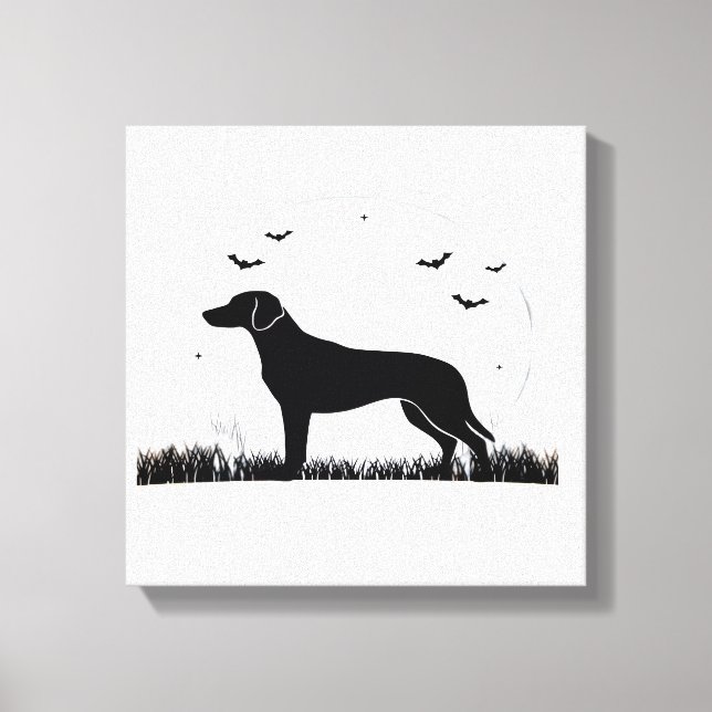 Toile Chien Harrier � Silhouette de la Lune d'Halloween  (Recto)