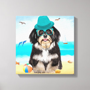 Toile Chien Havanais sur la Plage