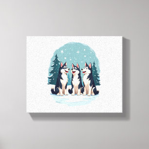 Toile Chien Husky Christmas Choir