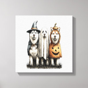 Toile Chien Husky Sibérien Fantôme d'Halloween