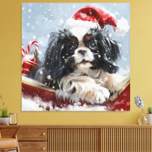 Toile Chien Japonais Chin Noël Fête