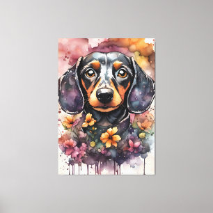 Toile Chien mignon Dachshund en aquarelle