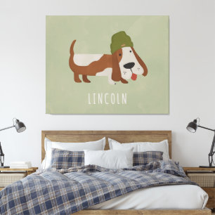 Toile Chien mignon dans un bonnet personnalisé