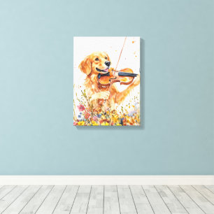 Toile Chien mignon jouant d'un violon