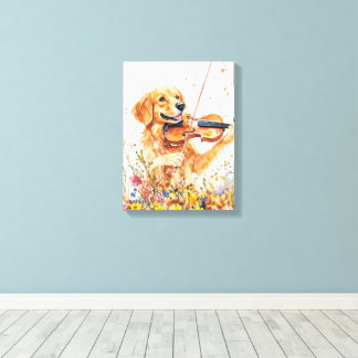 Toile Chien mignon jouant d'un violon