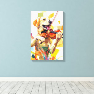 Toile Chien mignon jouant d'un violon