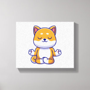 Toile Chien mignon shiba inu faisant du yoga méditation 