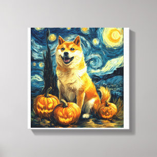 Toile Chien Mignon Shiba Inu Halloween Jack O Lantern Ci