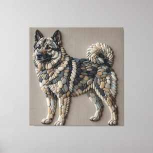 Toile Chien nordique Elkhound Mosaïque Murale en Pierre