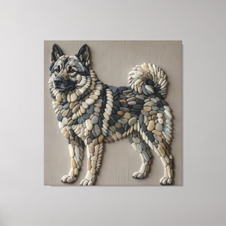 Toile Chien nordique Elkhound Mosaïque Murale en Pierre