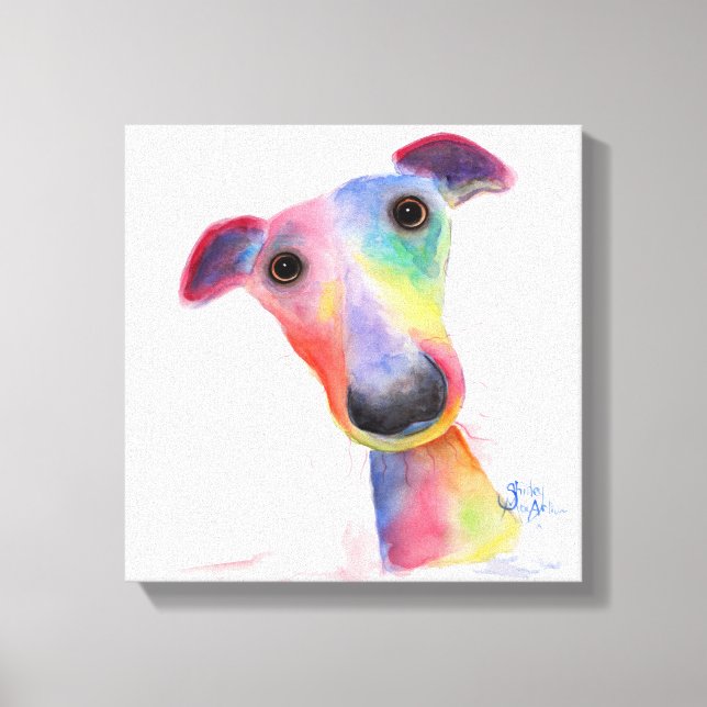 Toile Chien Nosey 'Hank' Whippet / Greyhound Canvas Impr (Recto)