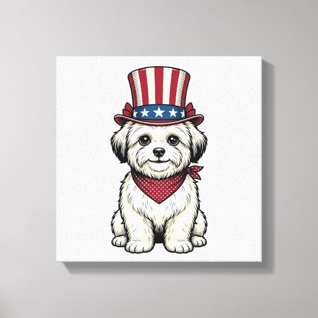 Toile Chien Patriotique Gravure Vintage Design Vectoriel (Recto)