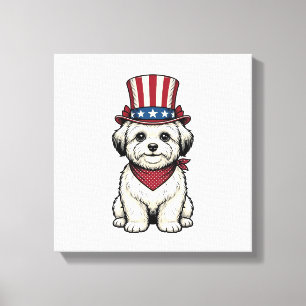 Toile Chien Patriotique Gravure Vintage Design Vectoriel