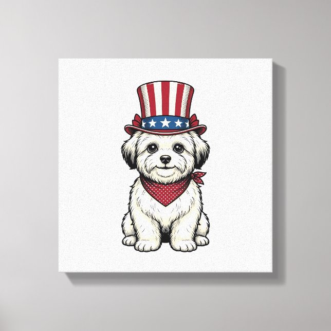 Toile Chien Patriotique Gravure Vintage Design Vectoriel (Recto)