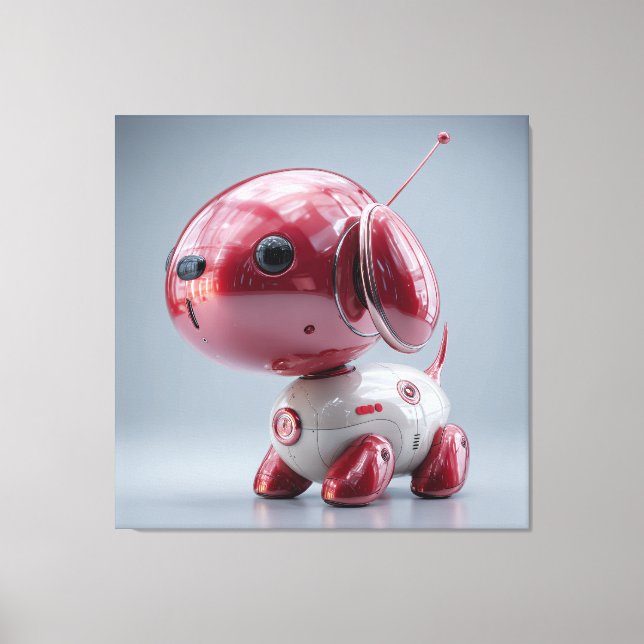 Toile Chien Robot Rouge Brillante (Recto)
