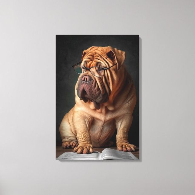Toile Chien Shar Pei Intelligent avec Conception de Livr (Recto)