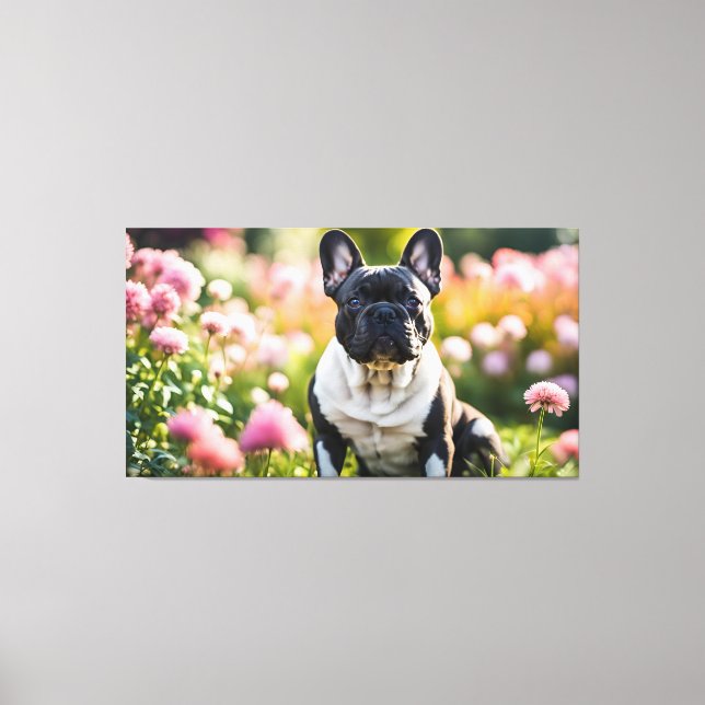 Toile Chien-taureau français dans le jardin (Recto)
