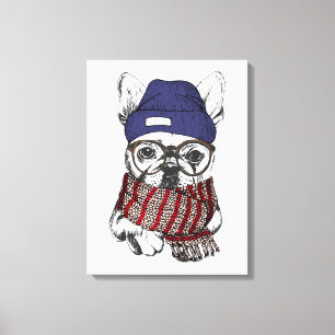 Toile Chien taureau français Hipster