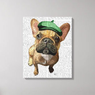 Toile Chien-taureaux français Brown avec Casquette vert