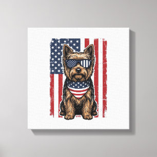 Toile Chien Terrier Patriotique Dessin Vectoriel Drapeau