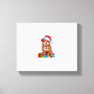 Toile Chien Zuchon Lumières de Noël dégueu Chapeau de Pè